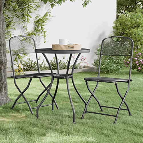 Xichuzi Klappbare Gartenstühle 2 STK Gartensessel, Campingstuhl, Hochlehner, Balkonstuhl, Balkonmöbel, Balkon Stuhl, Terrassenstühle, Streckgitter Anthrazit