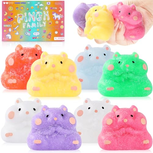 8 Stück Set Taba Squishy Hamster - Weiche Quetschies für Kinder & Erwachsene, Stresslindernde Squishy Toys mit TPR-Material, niedliche Hamster-Spielzeug für Zuhause, Antistressball