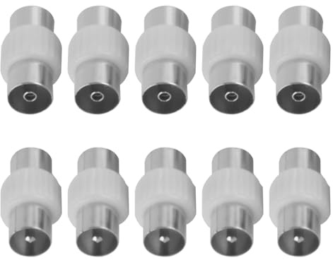 Laroal 10 pezzi connettori per cavi coassiali per antenna TV 5 femmina-femmina e 5 maschio-maschio per la trasmissione del segnale Connettori per cavi coassiali per antenna TV per satellite