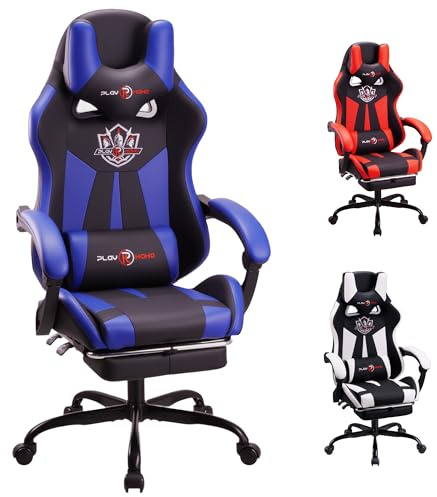 Play haha.Ergonomic reclining seat with footrest adjustable headrest and lumbar cushion high back support padded armrests PU leather finish for gaming home or office use
