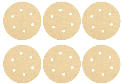 sourcing map 50Pcs 6 Sanding Discs 180Grit Yellow Aluminum Oxide 6 Hole | Hook and Loop Sandpaper Orbital Sander Sandpaper for Woodworking Automotive Metal Polishing