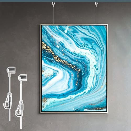 Colgar Cuadros Cuerda para Colgar Vallas Publicitarias/ Punto de Cruz con Riel Creativo, Sistemas para Colgar Varios Cuadros, 2 Paquetes de Soportes para Exhibir Obras de Arte en Paredes de Yeso(4.9'/