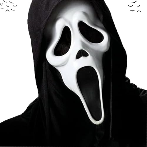 Hyfkjdm Halloween Scream Mask, Ghostface Mascara, Ghostface Mask, Skrämmande Spökansikte Mask, Halloween Carnival Scream Cosplay Kostym Tillbehör