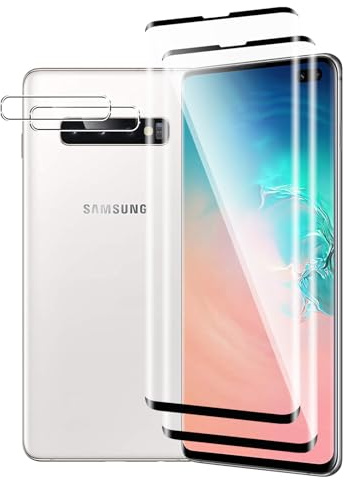 DXULWLM 2+2 Stück Schutzfolie für Panzer Schutz Glas für Samsung Galaxy S10 Plus mit Kameraschutz,HD-Klar,3D Volle Abdeckung,9H Härte,blasenfrei,Anti-Kratzen Displayschutz für Samsung Galaxy S10 Plus