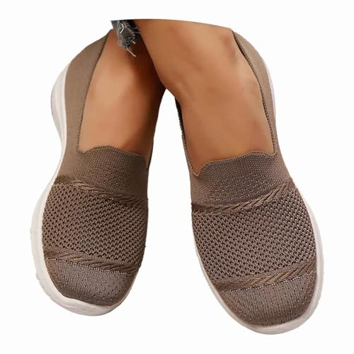 Schecker Mujer Sandalias Cerradas Y Ortopédicos Sneakers Clásicos Slip-On, Combinan Con Todo: Se Pueden Combinar Tanto Ropa Informal Como De Trabajo Zapatos Cómodos Casuales Mesh Transpirable Marrone