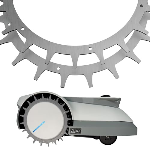 ROBO CLAWS Punte per robot tosaerba Ecovacs GOAT – Acciaio inossidabile – Fori per viti abbassati – 14 viti Torx – Aiuto alla trazione per robot tosaerba – Diametro esterno 235 mm – Accessori