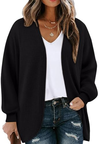 Chicrise Cardigan Donna Lungo Elegante Spolverino Fondo A Curva Maglioncino Mezza Stagione Versatile Nero Piccolo 34-36 S