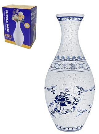 Unique 3D Puzzle Vase for Flowers Arrangement and Home Decor, Detachable Puzzle Planter Made By 160 Curved Plastic Puzzles Pieces 3D Jigsaw Puzzles for Adults (Blooming Season)