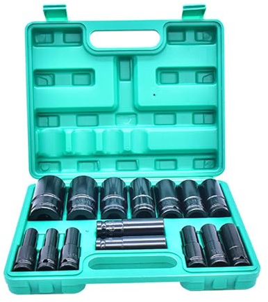PFXNGMS Llave Inglesa Ajustable de Acero Inoxidable, Llaves de mordaza Ajustables, Juego de Vasos de Impacto de 15 x 1/2 Pulgada, Profesional, Hexagonal Interior, para Trabajo Pesado