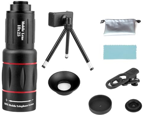 Laroal Smartphone Camera Lens Kit – 18x Monocular Telescope with Eyecup + Flexible Tripod (Fits Most Phones)
