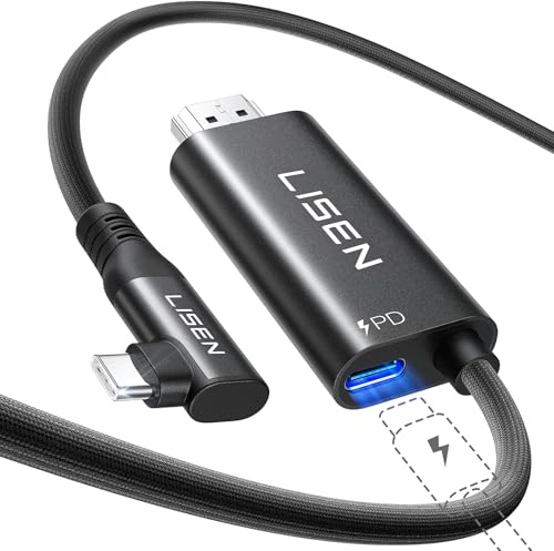 LISEN HDMI Kabel mit PD 100W, USB C auf HDMI für Samsung Galaxy S25, HDMI Kabel 4k@60Hz, HDMI Thunderbolt für Samsung Galaxy S24/23, Macbook Pro/Air, iPad Pro, iPhone 17/16 Pro Max, Surface Book