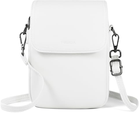 Fmeida Handytasche mit Geldbörse zum Umhängen Damen Umhängetasche Leder klein Handy Tasche Crossbody Schultertasche RFID-Blockierung Weiß