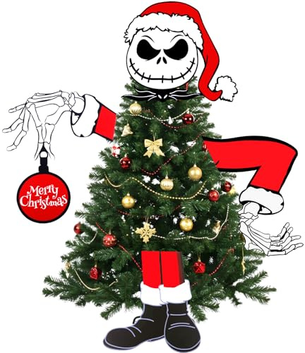 Lukinuo Nightmare Weihnachtsbaum Nightmare Christbaumschmuck Groß Gothic Weihnachtsbaumspitze Set Weihnachtsschädel Arme und Beine für Weihnachtsbaum Gothic Weihnacht
