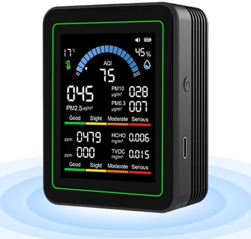 Test di qualità 'aria, misuratore portatile per interni, monitor – Misuratore di sensore portatile per camera da letto, camera, casa, ufficio, ambienti interni ed esterni, casa