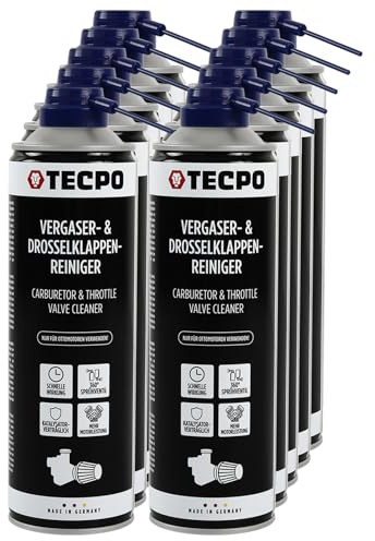TECPO Limpiador de carburadores y válvulas de mariposa, 10 x 500 ml, disolvente AGR, limpiador de válvulas de carburador, inyectores, limpiador de boquillas