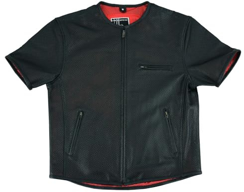 WMW WALI MOTO WEAR Motorrad Leder Hemd Biker Motorrad Weste Motorrad Kutte Motorrad Lederhemd Herren – Biker Weste aus Echtleder
