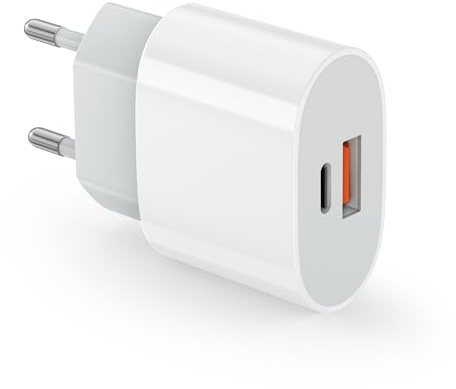 20W Chargeur USB C, Prise USB Multiple 2 Ports Adaptateur Charge Rapide Universel Prises Secteur USB Type C pour Apple iPhone 17 Pro Max Air 16 15 14 13 12 11 Pro Max Plus Mini X XS XR SE 8, iPad