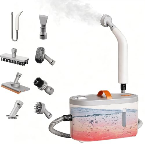 Dexmary Handheld Steam Cleaner, 1200ML Tank Steamer for Cleaning, 15s Heat-Up Portable Steam Cleaner for Floor/Grout/Car/Kitchen & Bathroom, White