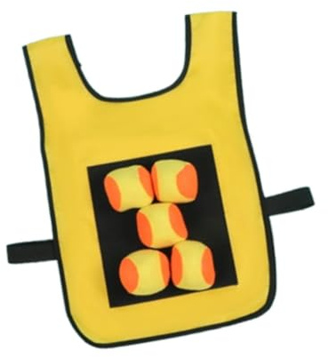 mophrati Völkerball Spielset für Kinder mit Klebeballweste und Zielball für drinnen und draußen, Sportspielzeug, Zubehör für Kinder Outdoor Sportspiele mit 5 Klebeballwesten, Gelb,