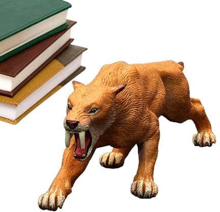 Säbelzahntiger-Spielzeug – Säbelzahnmodell, prähistorische Tierfigur, Figurenzubehör, Geburtstagskuchendekoration | Geeignet für Kleinkinder, Kinder, Zuhause, Party, Cupcake-Display, lehrreiches Juras