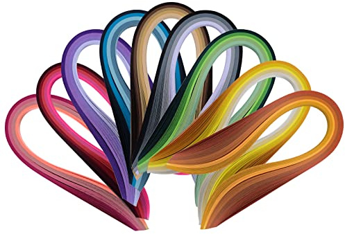 YURROAD Quilling Set con 900 Strisce di Carta da Quilling per Principianti (larghezza 3mm/5mm/7mm/10mm, lunghezza 39cm) Carta per Quilling Strisce 7mm Black/Blue/Brown/Green/Orange/Purple/Red/Yellow