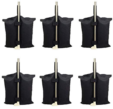 YELAIYEHAO Hochleistungs-Doppeltich-Gewichtstasche in Industriequalität, Beingewichte für Pop-up-Baldachinzelt Gewichtete Fußtasche Sandsack 6er-Pack ， Schwarz
