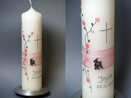 Taufkerze/Kommunionkerze mit Engel !! in 25 x 6 cm, inklusive Beschriftung ! R-133