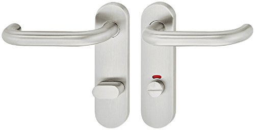 Design Drückergarnitur Edelstahl Türbeschlag Türgriff Kurzschild für Zimmertüren - LDH 2170 | WC - BAD | Türklinke Edelstahl matt gebürstet | 1 Set - Türdrücker-Garnitur 72 mm mit Befestigungsmaterial