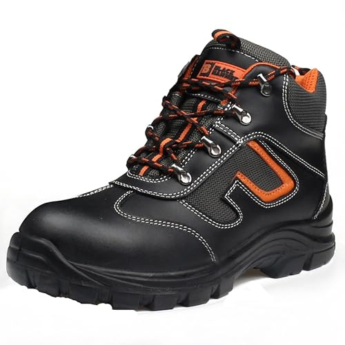 Black Hammer Mens Leather Safety Boots S3 SRC Steel Toe Cap Work Shoes Ankle Hiking Walking 6652 (12 UK)