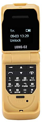 Mini Cell Phone - 2G Keypad Flip Phone Mini Mobile Phone Bluetooth for Children, support - FM radio, Single Micro SIM Card, Micro-USB Charging, Multi-languages. Gold