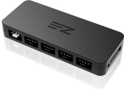 EZDIY-FAB 10-Port PWM Fan Hub, 4-Pin & 3-Pin Fan Splitter for PC Fans | 10-Fan Expansion, Single PWM Header, SATA Powered, CPU RPM Detection, 4-Pin & 3-Pin Fans, 3A Max Load