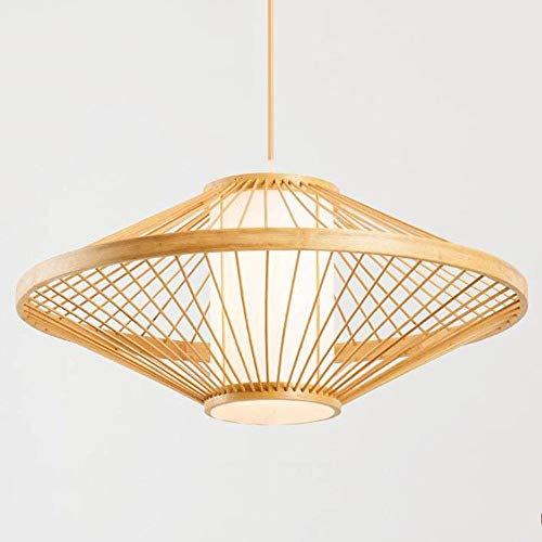 ZHANGL Simple y creativo estilo chino del platillo volante de bambú arte de la lámpara de la sala de bambú Arte lámparas y linternas Tea Room Club de estilo japonés sudeste asiático bambú tejido decor