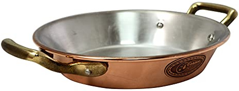 Copper Garden Paella Pfanne 16 cm mit Griffen für 1 Person I Mit Zinn beschichtete Pfanne aus Kupfer zur idealen Wärmeleitung/-verteilung I Platzsparende & langlebige Paellapfannen