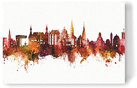 artboxONE Leinwand 120x80 cm Städte Aachen Germany Skyline Red von Michael Tompsett