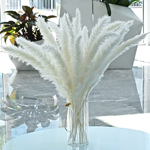 30 Pcs Pampas Grass - 40cm White Small Dried Artificial for Flower Arrangements & Home Decor