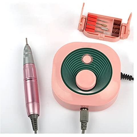 Electric Nail File Nail Machine 35000 RPM Nail Drill Machine Manicure Machine Electric Nail File Tools Nail Drill Bits Polisher Milling Machine (Color : Pink)