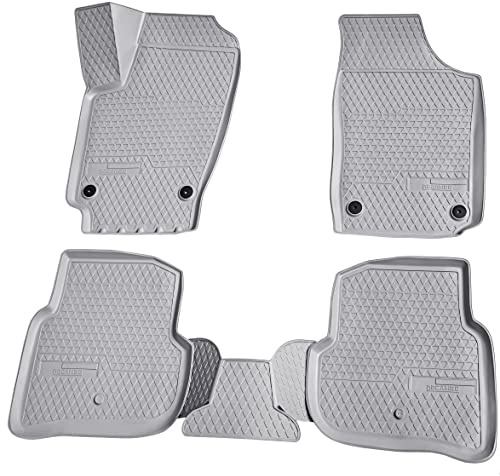 Recambo 3D Gummi Fußmatten kompatibel für VW Polo | 6R / 6C | BJ 2009-2017 | Auto Gummimatten | Passgenau | mit Rand | grau
