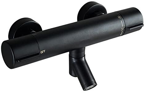 AFUDER Grifos de Ducha Termostáticos 38 ℃ Termostato de Ducha de Bañera Negro G 1/2 Grifo de Ducha de dos Salidas Grifo de Ducha Termostático Cromado de Latón