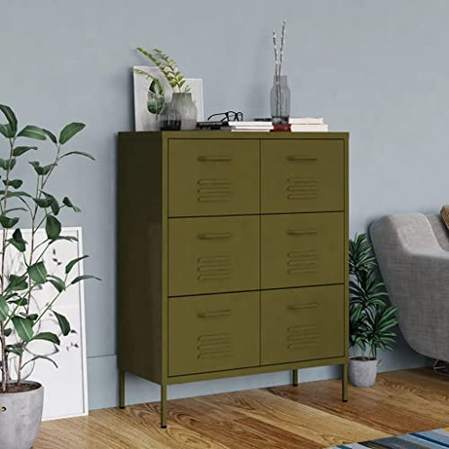 Aktenschrank Industriell Schubladenschrank Büroschrank Werkzeugschrank Metallschrank Stahlschrank Lagerschrank Materialschrank Schrank 80x35x101,5 cm Olivgrün