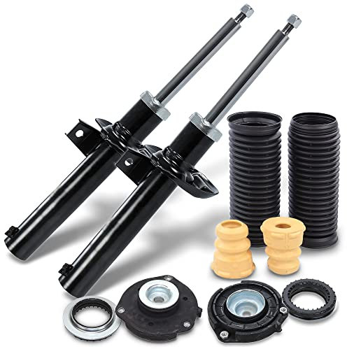 BESTPRICE 2x ammortizzatore a gas a pressione anteriore a doppia camera d'aria incl. cuscinetto del puntone e kit di protezione dalla polvere