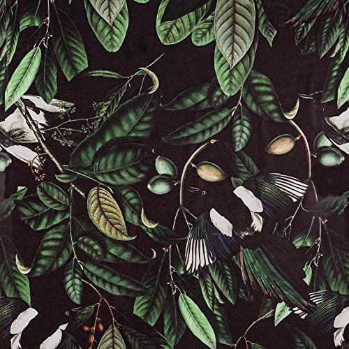 VEELIKE Tapete Blätter Grün Tropische Tapete Blumen Schwarz 45 cm × 900 cm Fototapete Dschungel Mustertapete Beeren Blumentapete Vintage Tapeten Wohnzimmer Muster Flur Schlafzimmer Schrankpapier