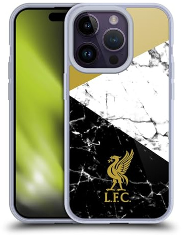 Head Case Designs Offizielle Liverpool Football Club Liver Bird Gold Marmor Gelhülle [Militärischer Schutzgrad] Kompatibel Mit Apple iPhone 14 Pro Und Kompatibel Mit MagSafe