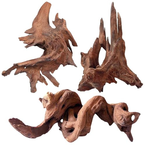 Jorewood Natural Aquarium Driftwood for Fish Tanks & Reptile Terrariums – Safe Fish Tank Decorations, Unique Twisted Branches 3-Piece 7-11 Inch Low Tannin, Easy to Sink