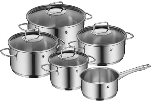 WMF Astoria 780556040 Set di pentole da 5 pezzi, pentole alte con coperchio (16/20/24), padella bassa con coperchio (20 cm), padella (16 cm)