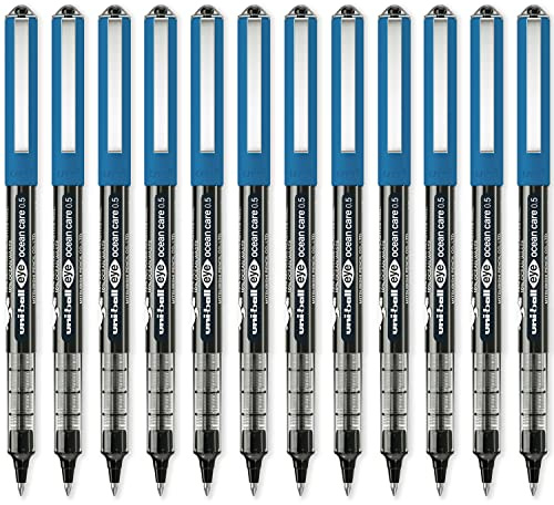 Uni-Ball Eye Ocean Care UB-150ROP 0,5 mm mikro spets, svart rullpenna, för skrivning, teckning, konst, hantverk och färgning, 12-pack