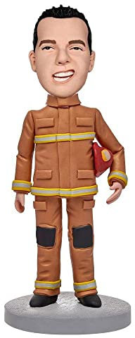 mydedor Custom Bobble-Heads Figur Customized Doll, männlicher Feuerwehrmann in Uniform Custom Bobble Head, Bobble Head Figuren Handmade personalisierte Skulptur Geschenk für den Mann