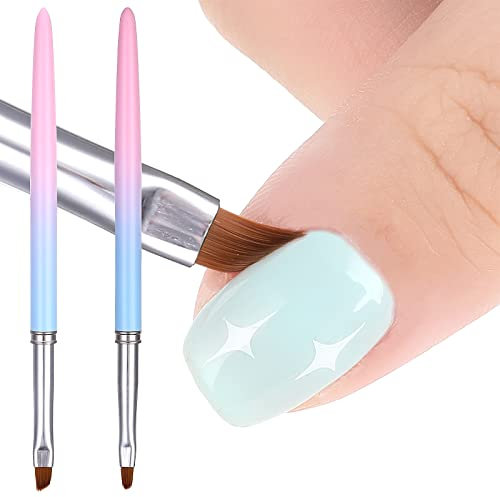 cobee Cepillo de limpieza de esmalte de uñas, 2 piezas de cepillos de limpieza de uñas, cepillos de pintura de uñas, cepillo removedor de uñas, herramientas de pintura (redondo, en ángulo)