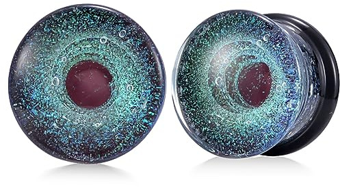 COOEAR Glas Plugs Und Tunnel Farbe Folie Piercing Double Flared Expander Bahren Paar Geschenk Schmuck Größe 2g (6mm) bis 5/8(16mm).