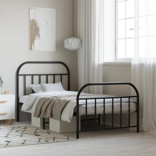 Annlera Bettgestell 207x105x100cm Schwarz Stahl Tagesbett Aus Metall Jugendbett Robusten Bettgestell Sofa Im Wohnzimmer Einzelbett Bodenbett Palettenbett Lattenrost Gästebett Bed