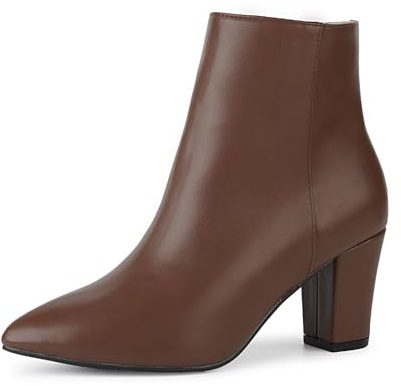 Remxi Women's Ankle Boots Chunky High Heel Chelsea Boots Casual Smart Party Ladies Shoes Brown UK 5.5